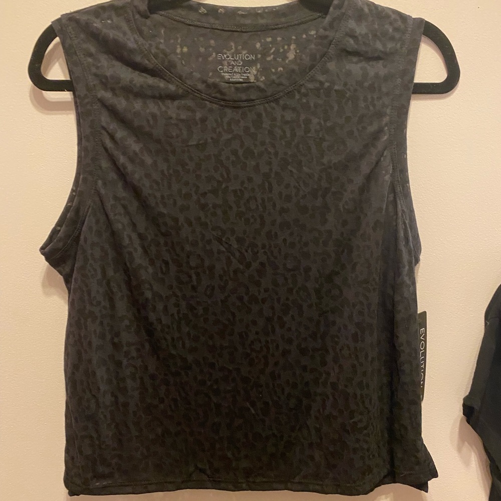 NWT Black Leopard Print Top